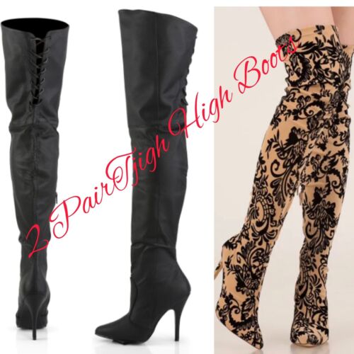 Genuine Leather Pleaser Legend 8899 & Liliana Gisele Thigh High Boots size 10 
