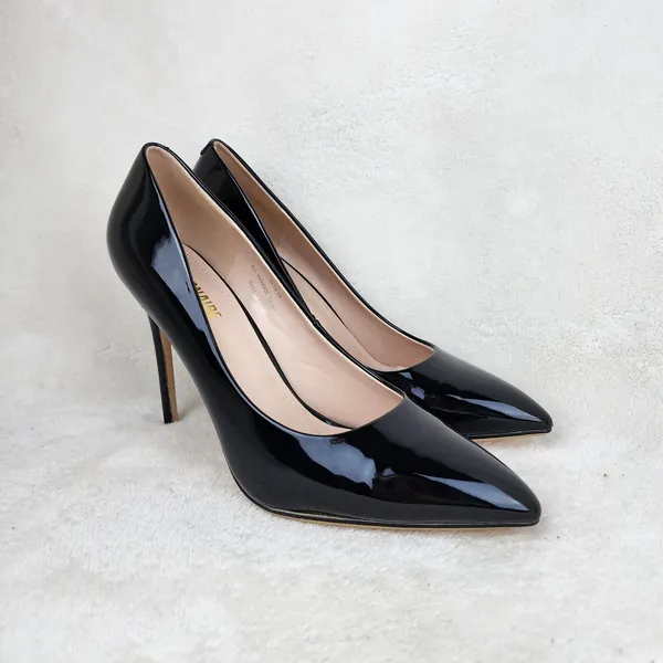 Cushionaire Black Patent Leather Stiletto High Heels Pumps 9M