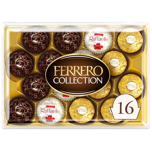 Ferrero Collection, 16 Count, Premium Gourmet Assorted Hazelnut Milk Chocolate, Dark Chocolate and Coconut, Mother's Day Gift, 6.1 oz - Dark Chocolate - 16 Count (Pack of 1)