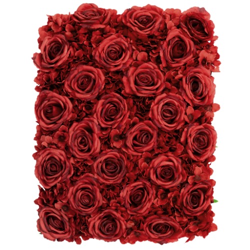 Silk Roses/Hydrangeas Flower Wall Backdrop Panel - Apple Red | Default Title