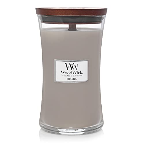 WoodWick Large Hourglass Fireside Candle, Premium Soy Blend Wax with Pluswick Innovation Wood Wick - FIRESIDE - WoodWick Large - Single Pour