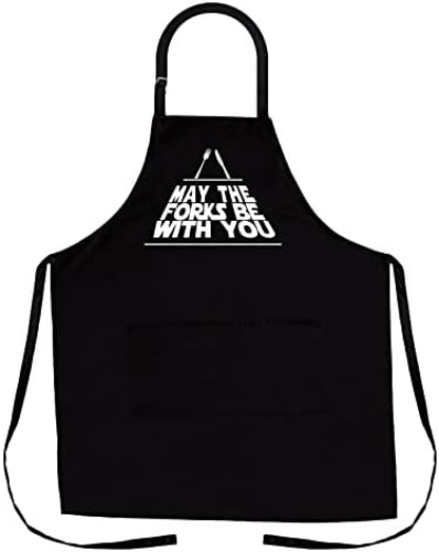 Nomsum Aprons for Men | Premium Quality Funny Aprons | Best for BBQ, Grilling and Cooking | Chef Kitchen Grilling Apron - May the Forks