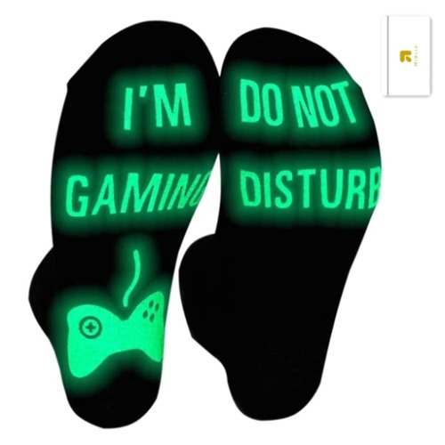 Gaming Socks, Do Not Disturb I'm Gaming ,Gaming Socks for Teen Boys Gamer with Glowing, Novelty Socks for Men Women… - (Medium)black-luminous