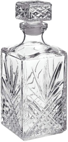 Bormioli 1 Litre Cut Glass Square Glass Decanter Whisky Decanter