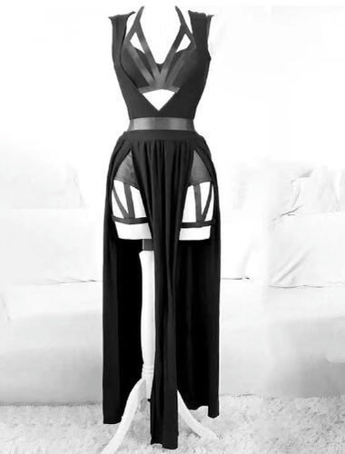 AYAZER Set van 3 damesjurken met borstkussentjes gothic sexy lingerie feestkostuums rode bandage cut damesset - XXL - Nieuwe zwarte stijl 2