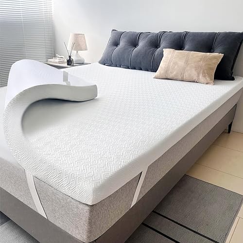 Airensky 2 Inch Memory Foam Mattress Topper,Cooling Gel Infused High Density Twin(39"x75") Topper with Removable Skin-Friendly Cover,Bed Topper for Pressure Relief Back Pain, CertiPUR-US Certified - Twin - 2 Inch (White Cover)