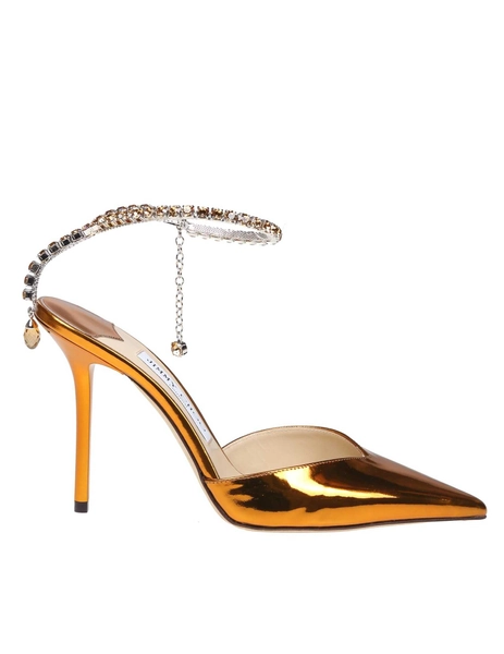 Jimmy Choo pump saeda 100 in copper metallic leather - Gold - Boutique Mall