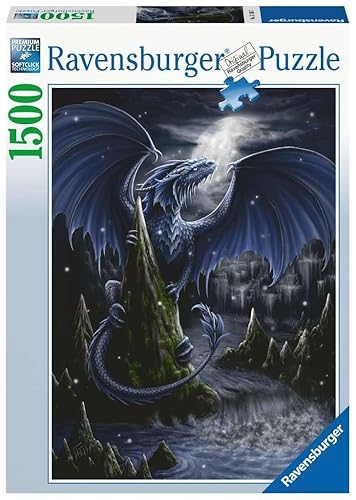 Ravensburger - Puzzle: Dragón Azul Oscuro, Puzzle 1500 Piezas, Puzzles para Adultos, Puzzle 1500 Piezas Adultos, Pegamento Puzzle para Enmarcar Puzzles, Rompecabezas Adultos, Pasatiempos 80x60cm - Diseño antiguo