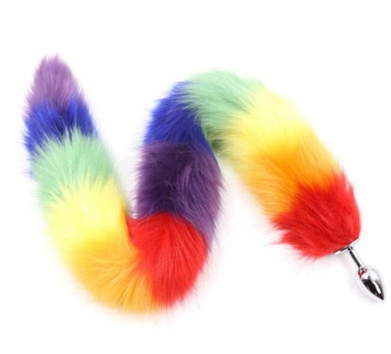 Ultra Long Tail Butt Plugs - Rainbow