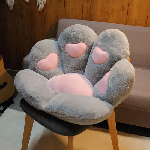 Cozy 1pc/ 2 Sizes Soft Paw Pillow Cushion for Chair - heart gray / 80cm