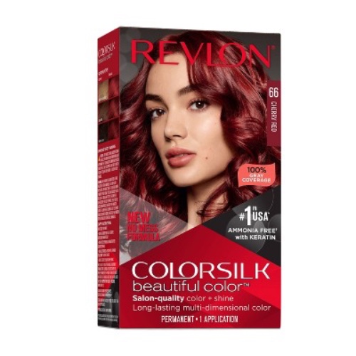 Revlon Colorsilk Beautiful Color Permanent Hair Color Long-Lasting High-Definition with 100% Gray Coverage -  066 Cherry Red - 4.4 fl oz
