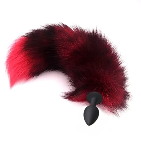 Fox Tails Anal Plug Silicone Anal Sex Toys Butt Plug Cosplay Toys Plug (Color : Wine red, Size : 2.8cm)