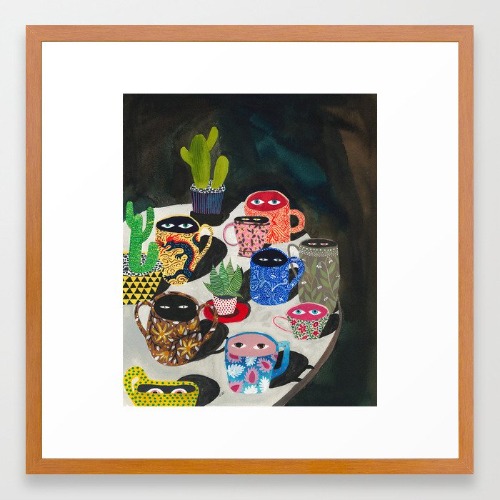 Suspicious mugs Framed Art Print