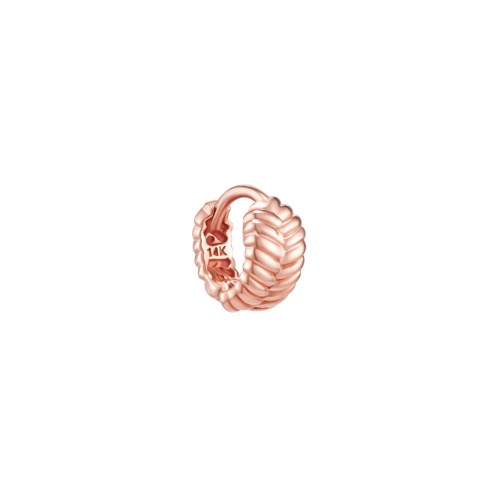 Herringbone Huggie Hoop- 14K Gold | 14K Rose Gold / Single