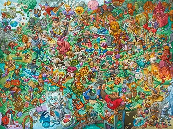 Big Potato Video Game Valley: Video Game Jigsaw Puzzle for Adults (1000 Pieces) Filled with 101 Riddles to Solve - Video Game Theme