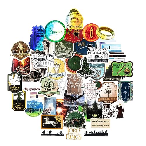 Conquest Journals Lord of The Rings Vinyl Stickers, 60 Unique Stickers Including 5 Holograms, Waterproof, UV and Scratch Resistant, Officially Licensed