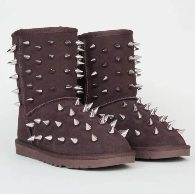 prngrphy Studded Suede Boot XL | Chocolate Brown / 8