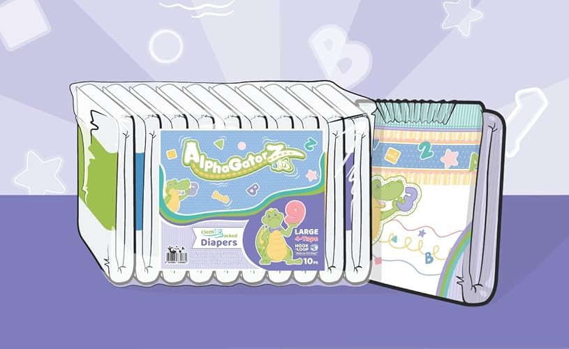 ABUniverse AlphaGatorz Adult Diapers (Pack of 10) (Large) - Large
