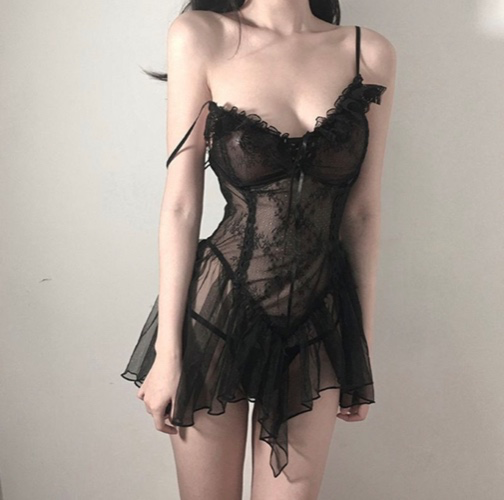 Momilove - Lace Nightdress / Thong / Stockings / Set | YesStyle