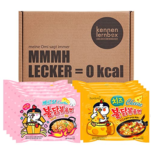 Kennenlernbox 10er Ramen Box | Samyang Hot Chicken Ramen Combo | 5er Pack Carbonara & 5er Pack Käse