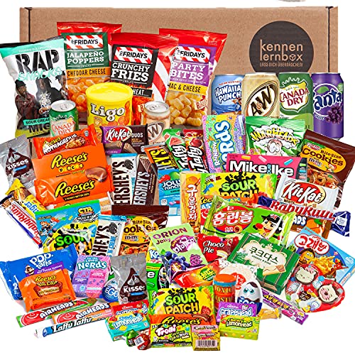 Mighty Sweet Box | Kennenlernbox mit 75 beliebten Süßigkeiten aus USA und Korea | Geschenkidee für besondere Anlässe wie zum Geburtstag