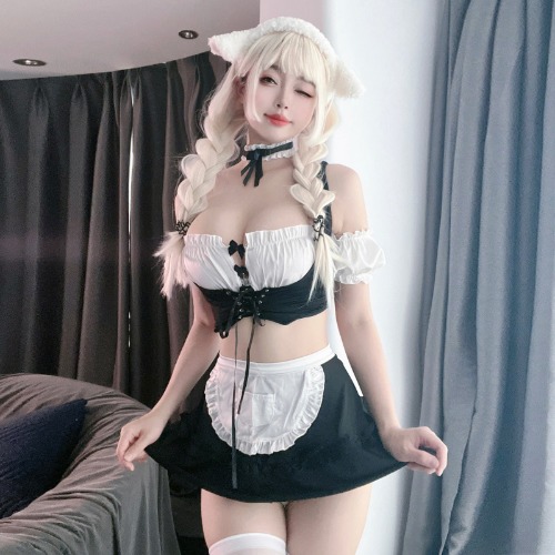 Anime Maid Cosplay Outfit - - Black / L