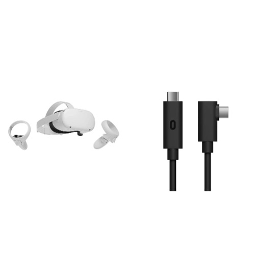 Meta Quest 2 — Advanced All-In-One Virtual Reality Headset — 128 GB with Virtual Reality Headset Cable - Streamer Bundle 128GB