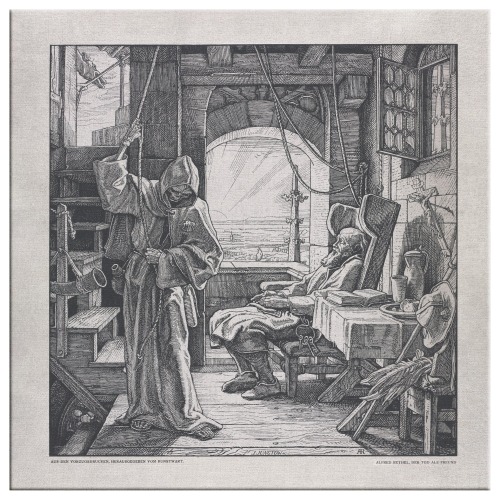 "Death as a Friend" by Alfred Rethel Square Canvas Wrap - 16x16 / .75