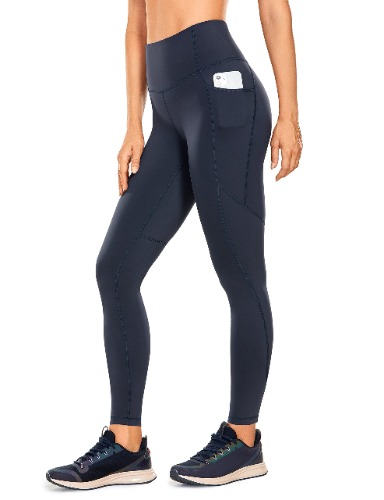 CRZ YOGA Women's Naked Feeling Workout Leggings 28 Inches - High Waisted with Pockets