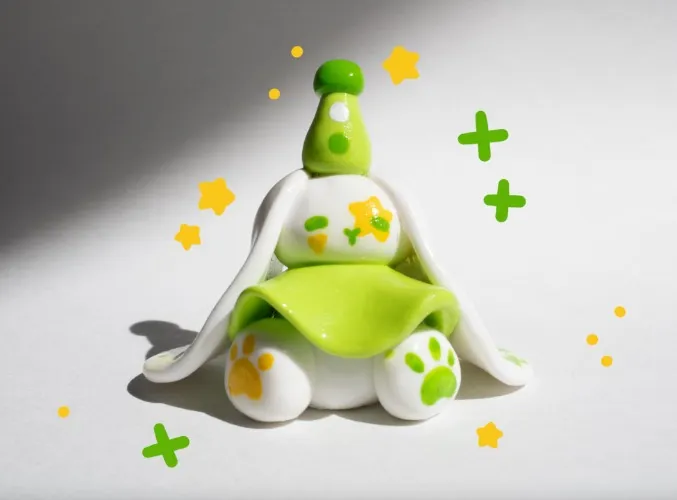 Cute clay circus desk buddy - bunny