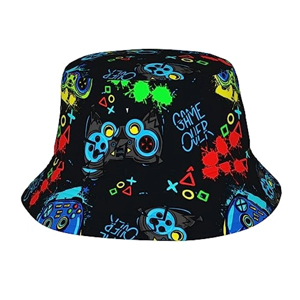 Men Women Outdoor Wide Brim Fisherman Hats Sun Protection Bucket Cap - One Size - Pattern 243