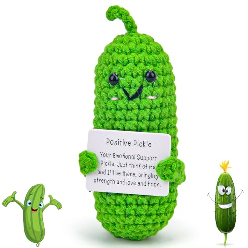 Yizemay Emotional Support Pickle, Weird Good Luck Cute Romantic Funny Gifts for Women, Positive Pickle Graduation Gifts for Her Him, Pocket Hug Worry Doll with Positive Affirmation Cards - D