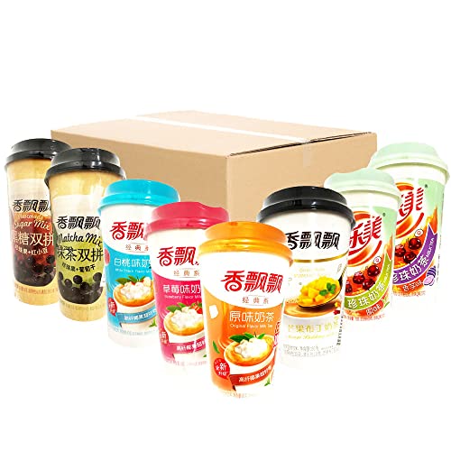 Tasty Bubble Milk Tea Box Assorted 8 Flavor (Matcha, Peach, Strawberry, Brown Sugar Boba, etc)
