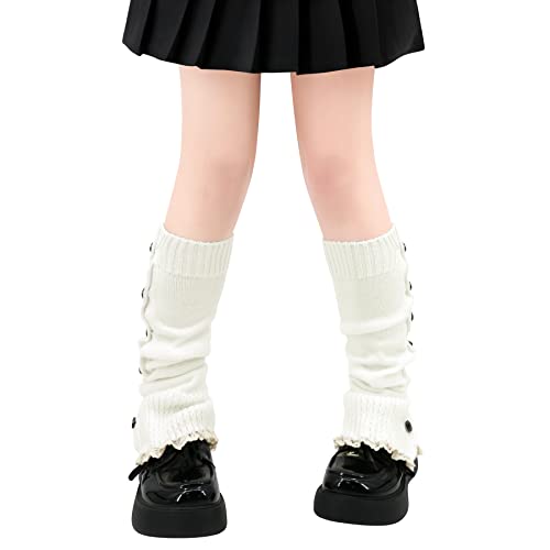 Olreco Leg Warmers Kawaii Leg Warmers Y2K Harajuku Leg Warmers for Girls Women Gyaru Cute Leg Warmers Goth Lolita Accessories - One Size - C White