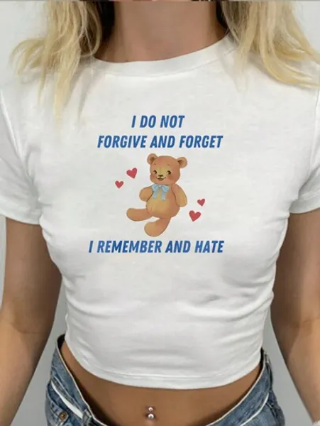 SHEIN EZwear Y2k Cartoon And Slogan Cropped Women's T-Shirt