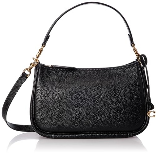 COACH Soft Pebble Leather Cary Crossbody Bag for Women Offers Zipper Closure with Detachable Strap - One Size - Black
