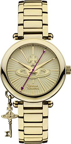 Vivienne Westwood Women's Kensington II Quartz Watch with Gold Dial Analogue Display and Gold Stainless Steel Bracelet VV006KGD - Single