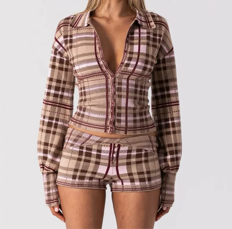 DAPHNE KNIT BUTTON UP SET IN XS