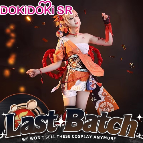 【US LOCAL SHIPPING】DokiDoki-SR Game Genshin Impact  Yoimiya  Cosplay Costume | Costume Only 1.0-L-Ready For Ship