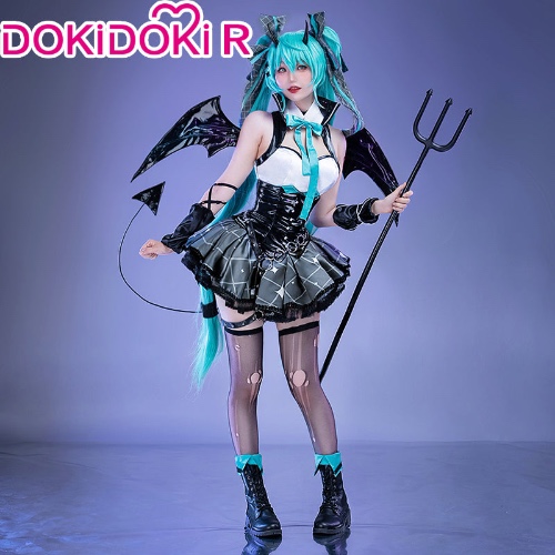 【Size S-3XL】DokiDoki-R VOCALOID Cosplay Hatsune Miku × Rascal the Raccoon Costume Devil Dress Halloween | M-PRESALE