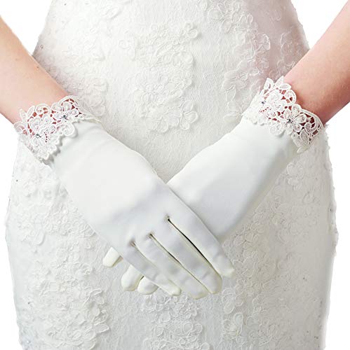 Ladies wedding bridal gloves White Lace