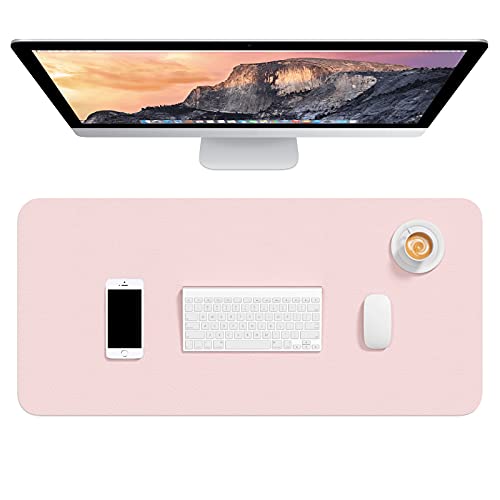 Hsurbtra Desk Pad, 30" x 14" PU Leather Desk Mat, XL Extended Mouse Pad, Waterproof Desk Blotter Protector, Ultra Thin Large Laptop Keyboard Mat, Non-slip Desk Writing Pad for Office Home, Pink - Pink - 30" x 14"