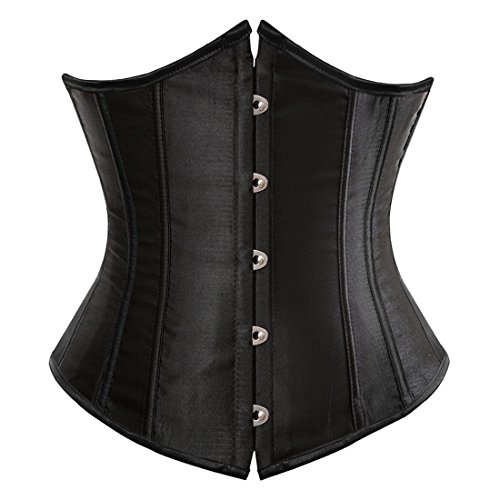 Zhitunemi Women's Satin Underbust Corset Bustier Waist Training Cincher Plus Size Corsets - Small - Black