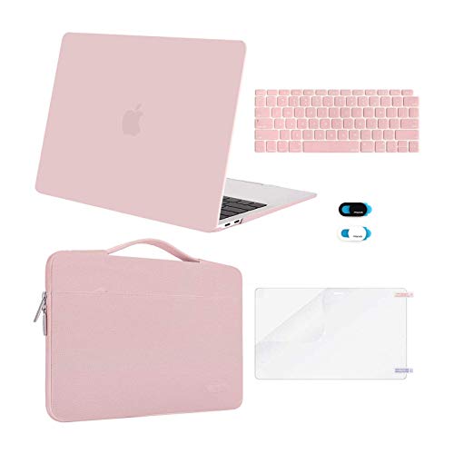 MOSISO Compatible with MacBook Air 13 inch Case 2022 2021 2020 2019 2018 Release A2337 M1 A2179 A1932 Retina Display, Plastic Hard Shell&Bag&Keyboard Skin&Webcam Cover&Screen Protector, Rose Quartz - Rose Quartz