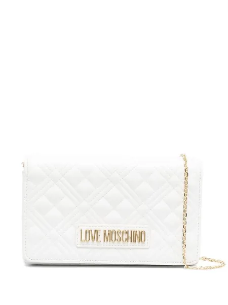 logo-plaque quilted shoulder bag