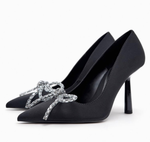 HEELED SHOES WITH EMBELLISHED BOW