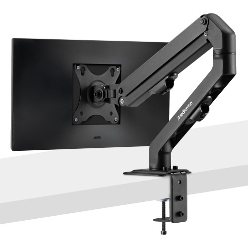 Redlemon Soporte Hidráulico para Monitor de hasta 27” Pulgadas (7 Kg), Ajuste Vertical, Horizontal y Diagonal de Movimientos Libres, Base para Escritorio de 1 a 8.5 cms, Incluye Kit de Instalación - 1 Monitor