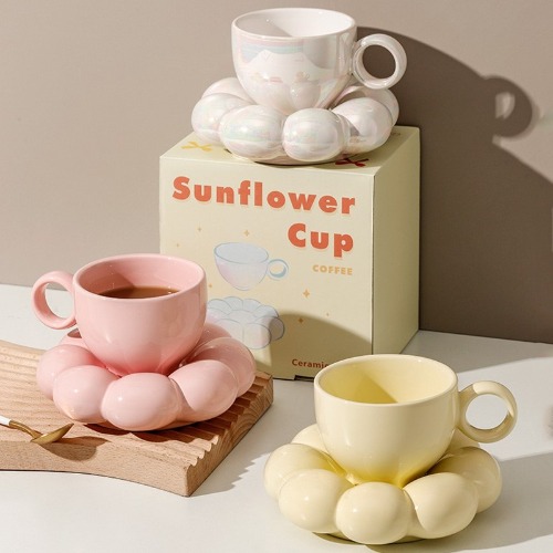Tasse en céramique de 200ml, jolie assiette décorative de nuage, ensemble de tasses à café, boîte-cadeau créative, décoration de salon moderne pour la maison