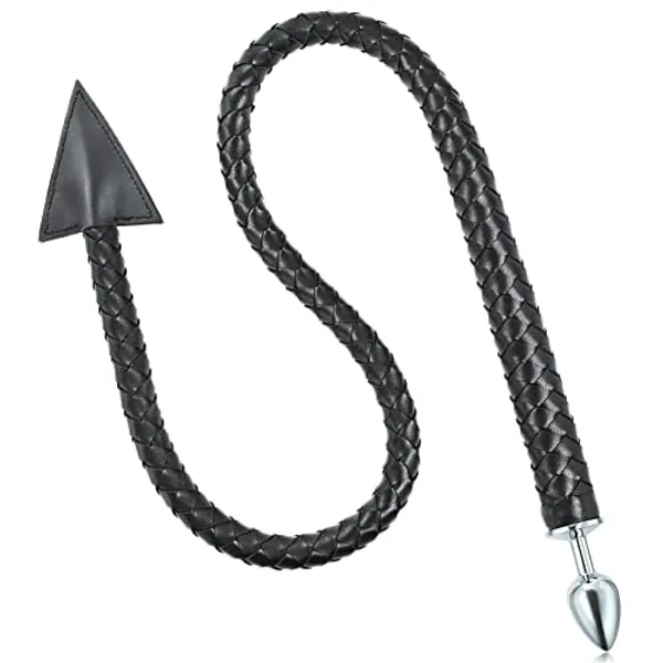 Metal Butt Plug with Devil Tail Cosplay Anal Tail Sex Toys SM Masturbation Anal Plug for Women Men Couples Lover Sex Love Games Anal Stimulator Personal Massager Anal Sex Trainer Black