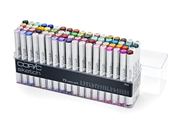 Copic Sketch, Alcohol Marker Set, 72pc Set E - E- a Wide Variety of Rv-tones and Pale/Light Colors - Copic Set E Sketch Marker (Pack of 72) - Marker Set